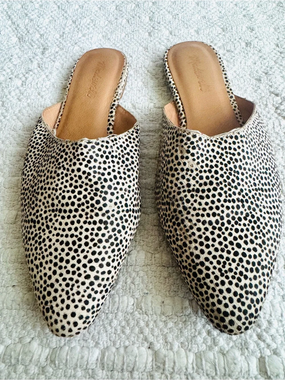 Madewell Remi Mules Spotted leopard Print Calf hair Size 8.5 - Picture 5 of 11